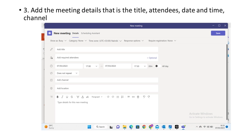 New meeting — add meeting details